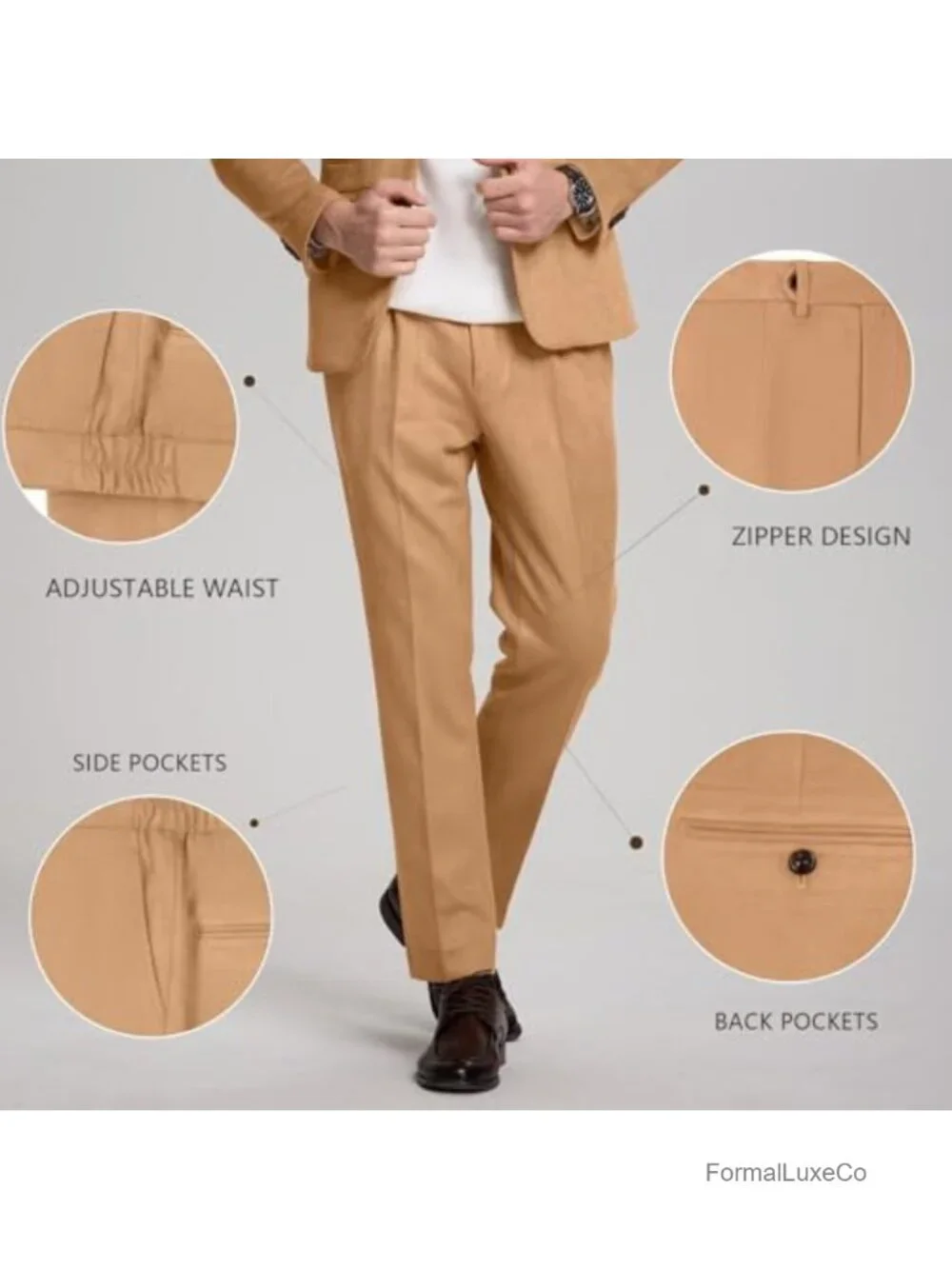 Men's Slim Fit Suede Blazer & Pants 2-Piece Suit Wedding Groomsmen Velvet
